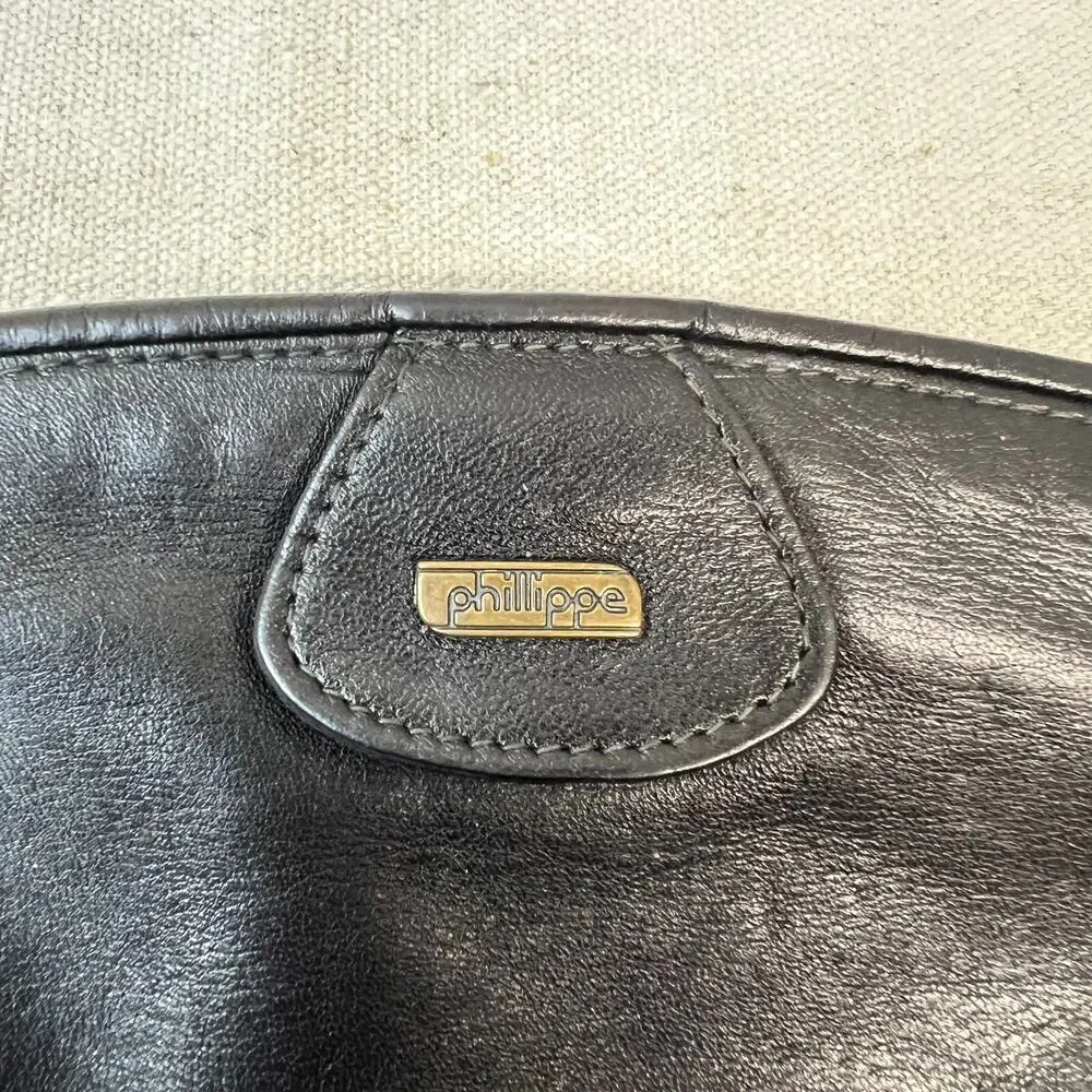 Phillippe Vintage Soft Black Leather Clutch Bag 1970's